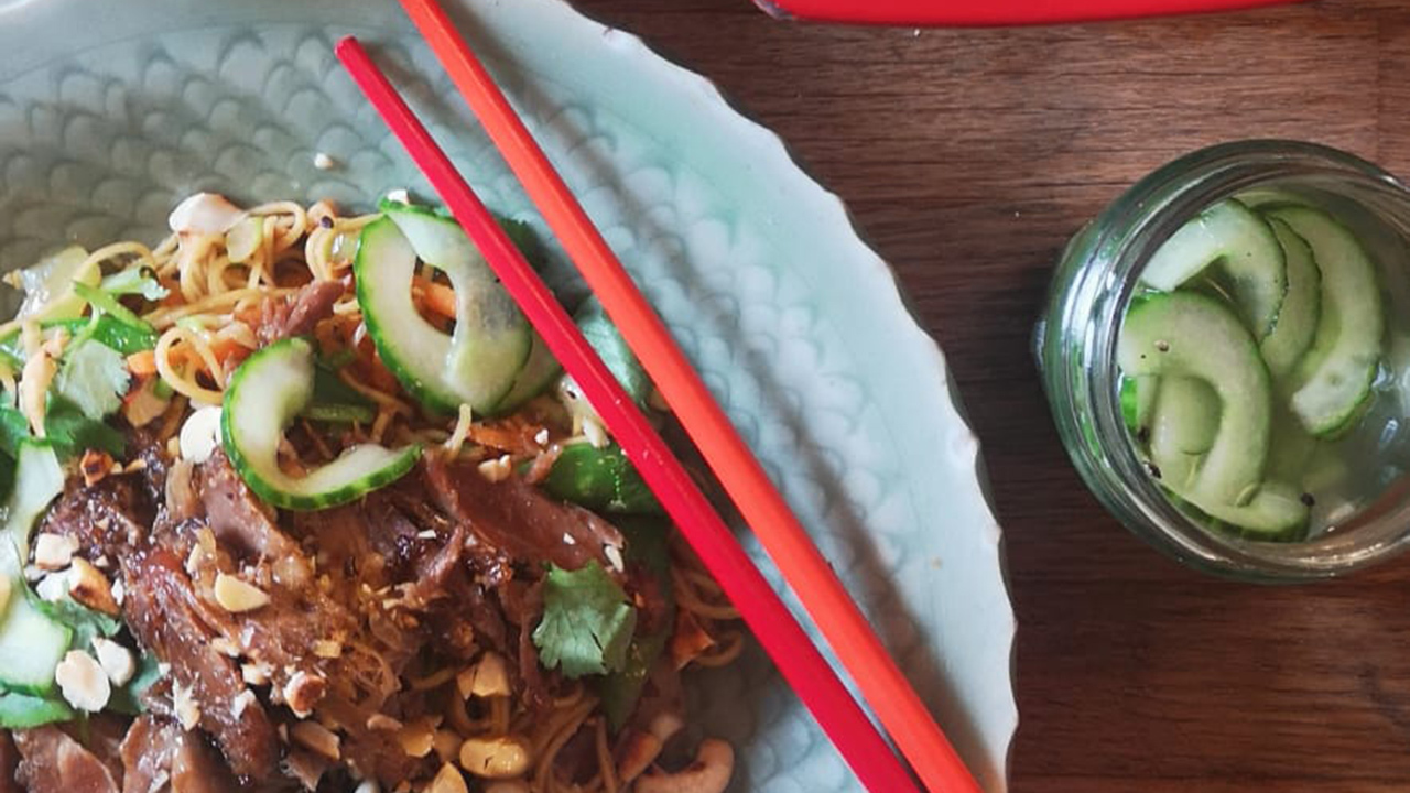 Spiced Duck Noodles, Apricot & Soy