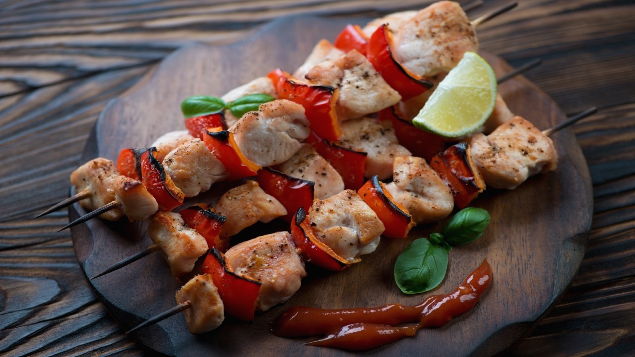 Chicken and Veggie Skewers with Honey, Soy & Lime