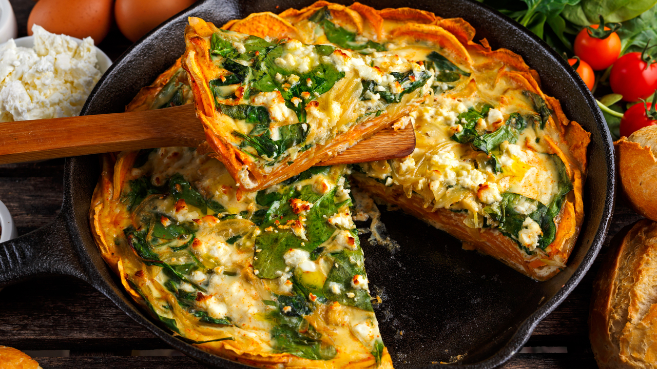 Potato Crust Tart w/ Roast Vegetables & Feta