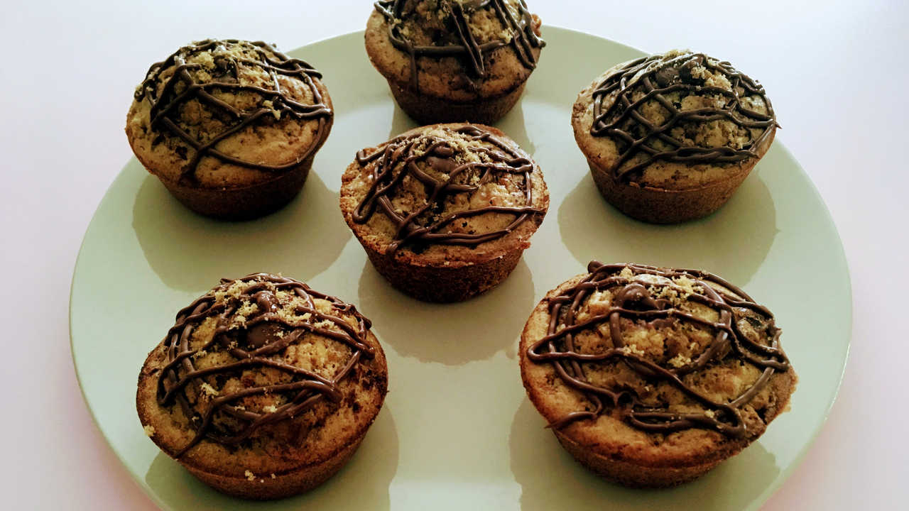 Bread and Banana Pudding Muffins with chocolate Ganache