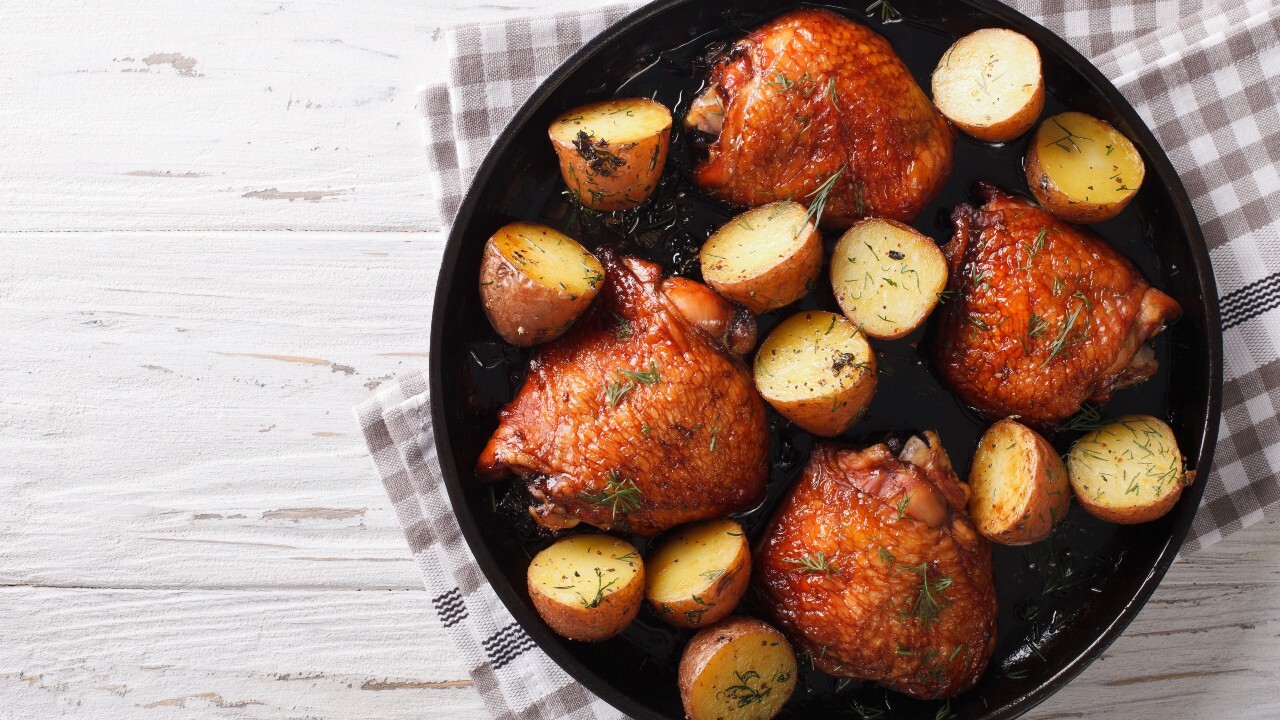 Nduja and Chicken Traybake with Baby Potatoes and Garlic Aioli