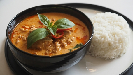 Red Thai Coconut Curry Chicken with Rice