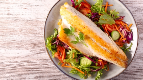 Pan Fried Cajun Seabass with Asparagus & Lime Chilli Butter