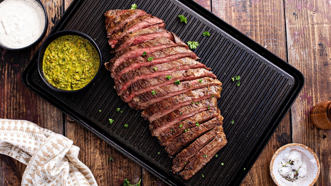 Skirt Steak with Leafy Greens & Pecorino