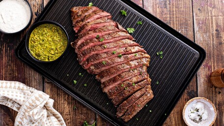 Skirt Steak with Leafy Greens & Pecorino