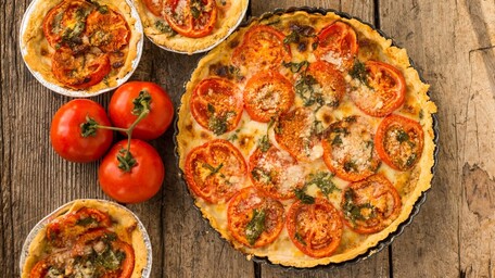 Tomato, Roast Red Pepper and Labneh Tart