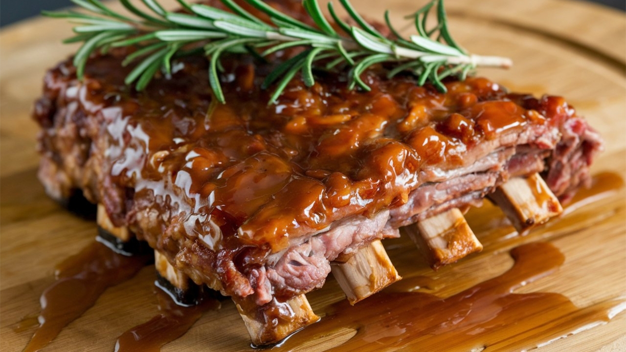 BBQ Pork Ribs with spiced maple glaze