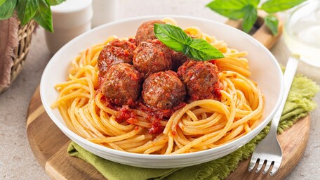 Spaghetti & Pork Sausage Meatballs