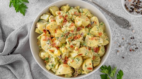 Summer Herb Potato Salad with Pan Seared Steaks
