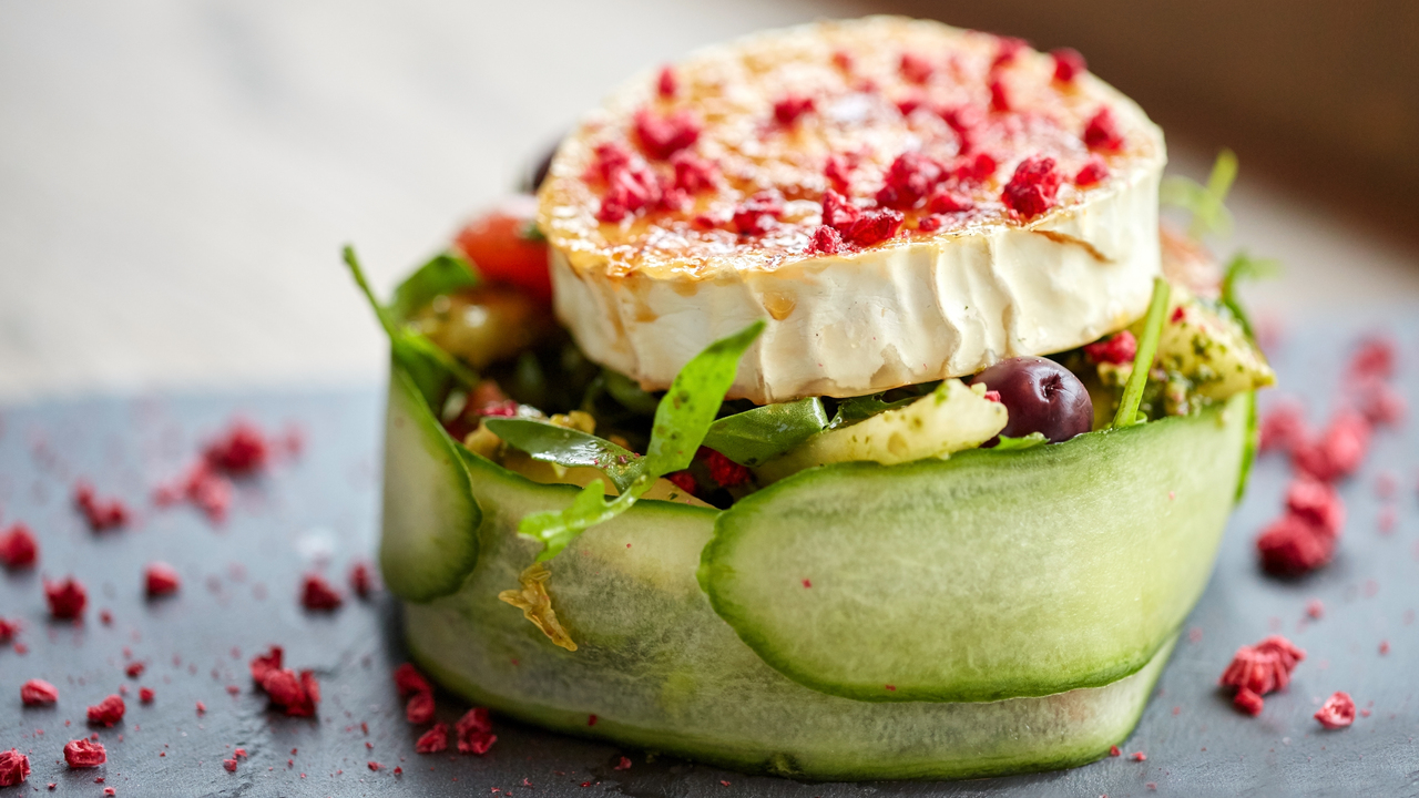 Courgette, Raspberry and Corleggy Goats Cheese Salad