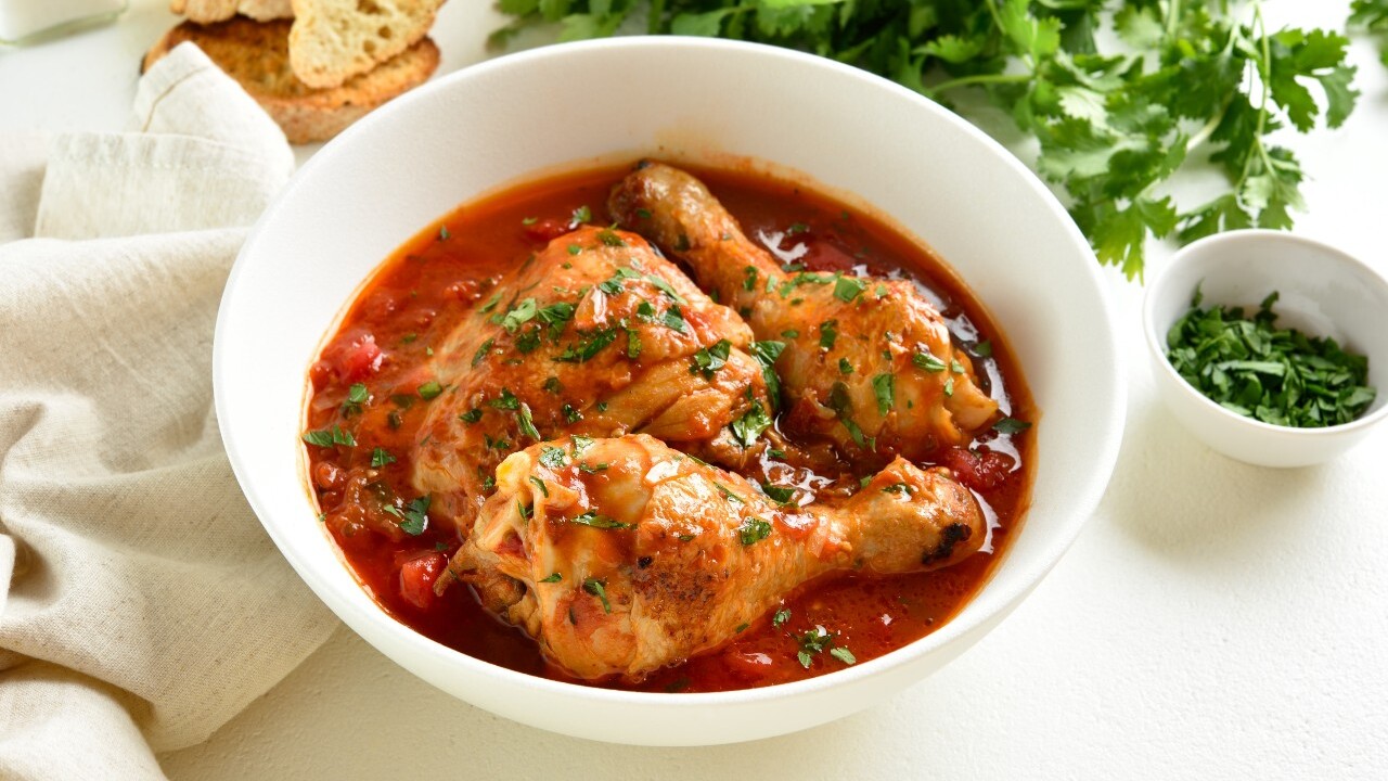 Braised Chicken Thighs in Chunky Vegetable Sauce