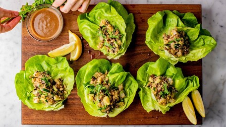 Chilli Tofu and Cashew Larb Rolls 