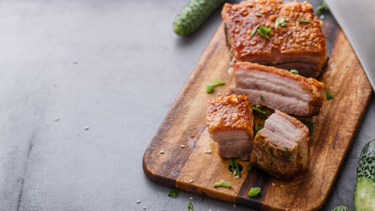 Fresh Kimchi Salad with Crispy Pork Belly