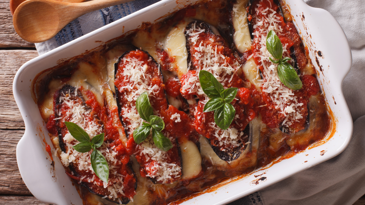 Stuffed Peppers & Aubergines with Courgette, Garlic, Lemon & Parmesan
