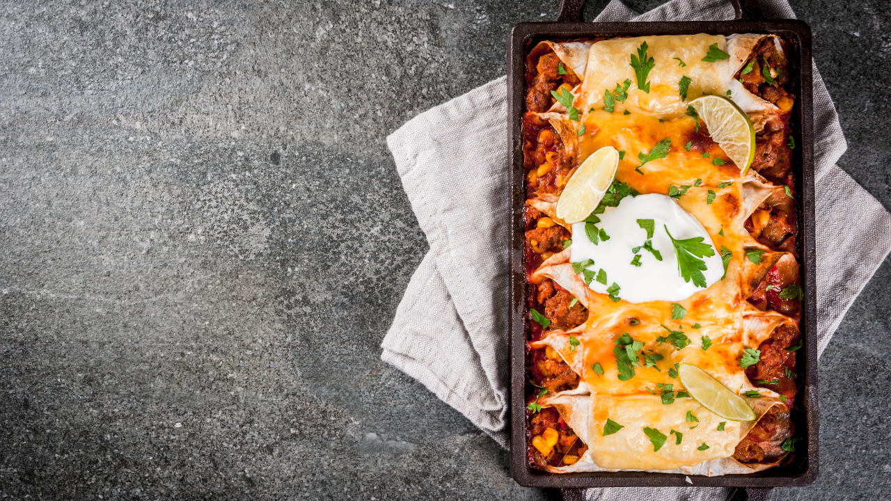Plant-Powered Black Bean Enchiladas with Nacho Cheese Sauce & Zingy Guacamole