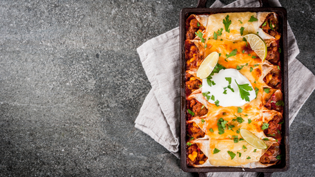 Plant-Powered Black Bean Enchiladas with Nacho Cheese Sauce & Zingy Guacamole