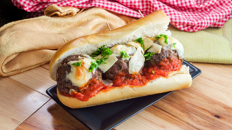 Classic Meatballs Sub Served with Tomato Sauce