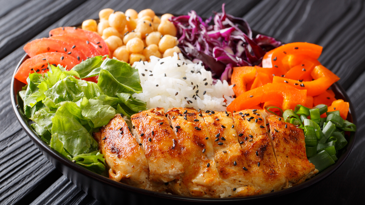 Asian Pulled Chicken Rice Bowl