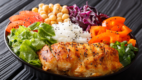 Asian Pulled Chicken Rice Bowl