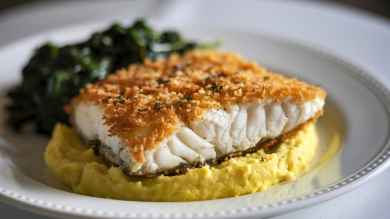 Hake Kiev with Garlic Butter & Creamy Mash