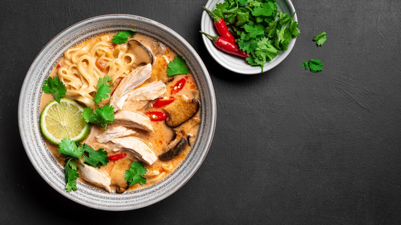 Thai Coconut Chicken Soup with Vermicelli Noodles