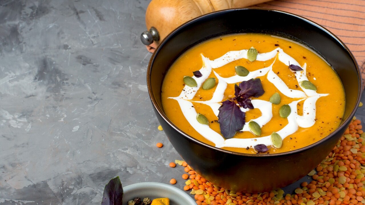 Creamy Pumpkin + Lentil Soup