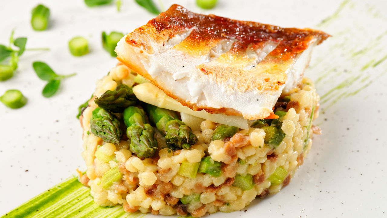 Pan Seared John Dory with Seafood Risotto