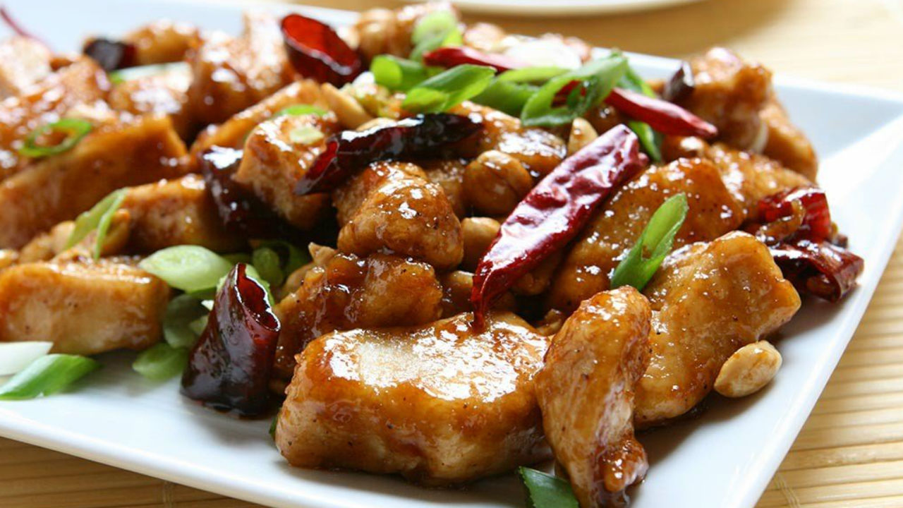 Crispy Kong Po Style Chicken served with an Asian Summer Salad