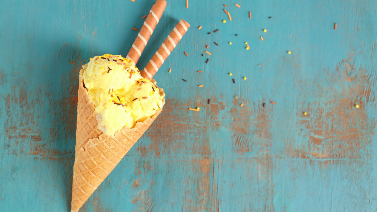 Brown Bread Ice-Cream Cones With Banana And Pineapple Ice-Cream