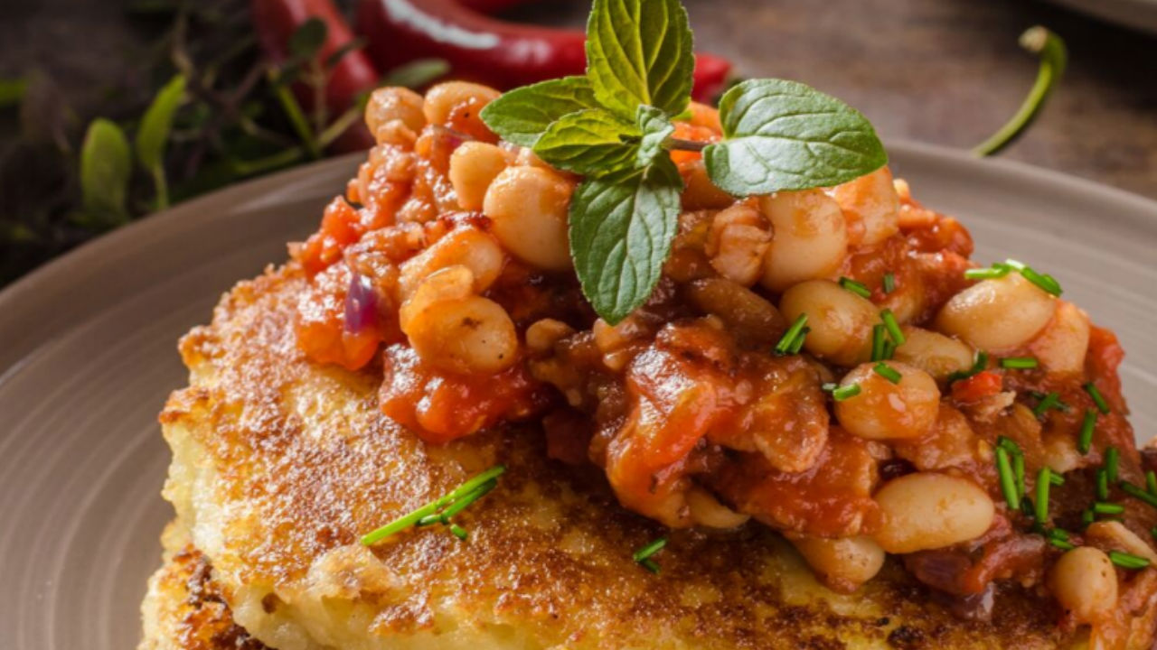 Fluffy Potato Cakes With Bachelor&#39;s Spanish Style Beans