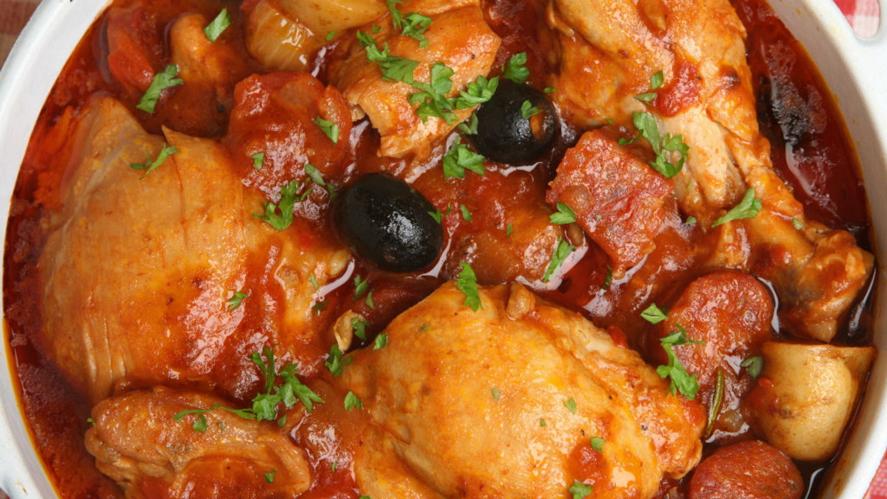 Braised Whole Chicken in Chunky Vegetable Sauce