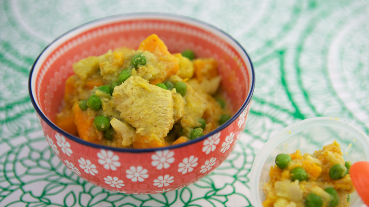 Baby Friendly Coconut Chicken Curry and Sweet Potato Fingers
