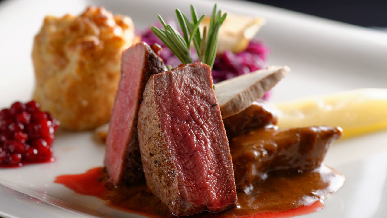 Wild Irish Venison with celeriac purée, buttered cabbage, pepper sauce