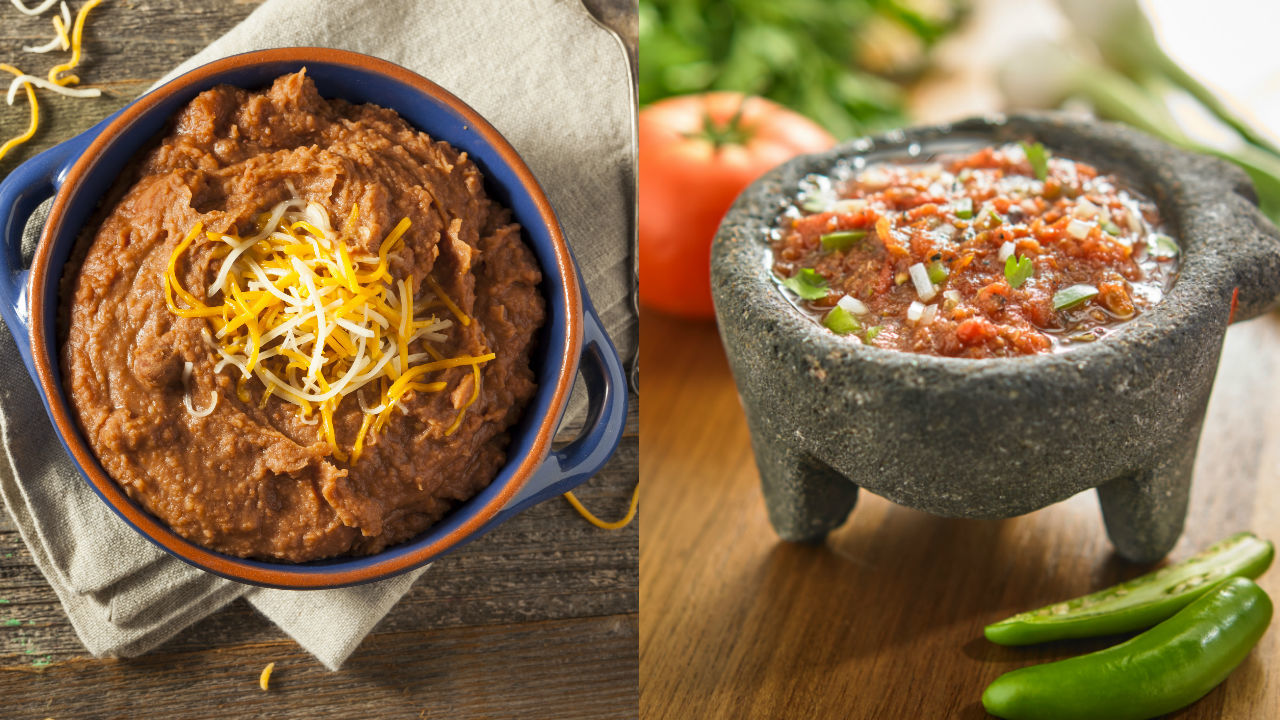 Beans & Chorizo Dip & Charred Salsa Molcajeteada