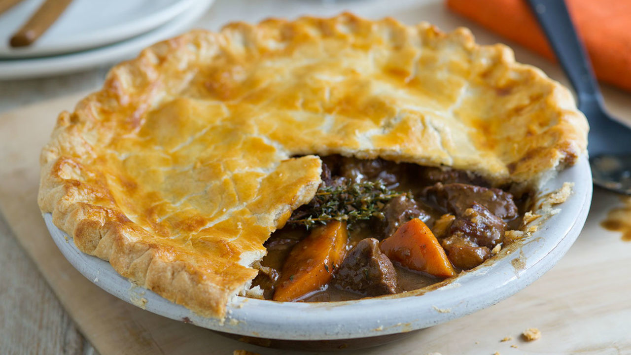 Joe's Irish Beef and Guinness stew with Puff pastry and Poppyseed