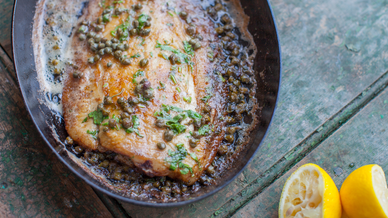Seared Black Sole With Caper Butter