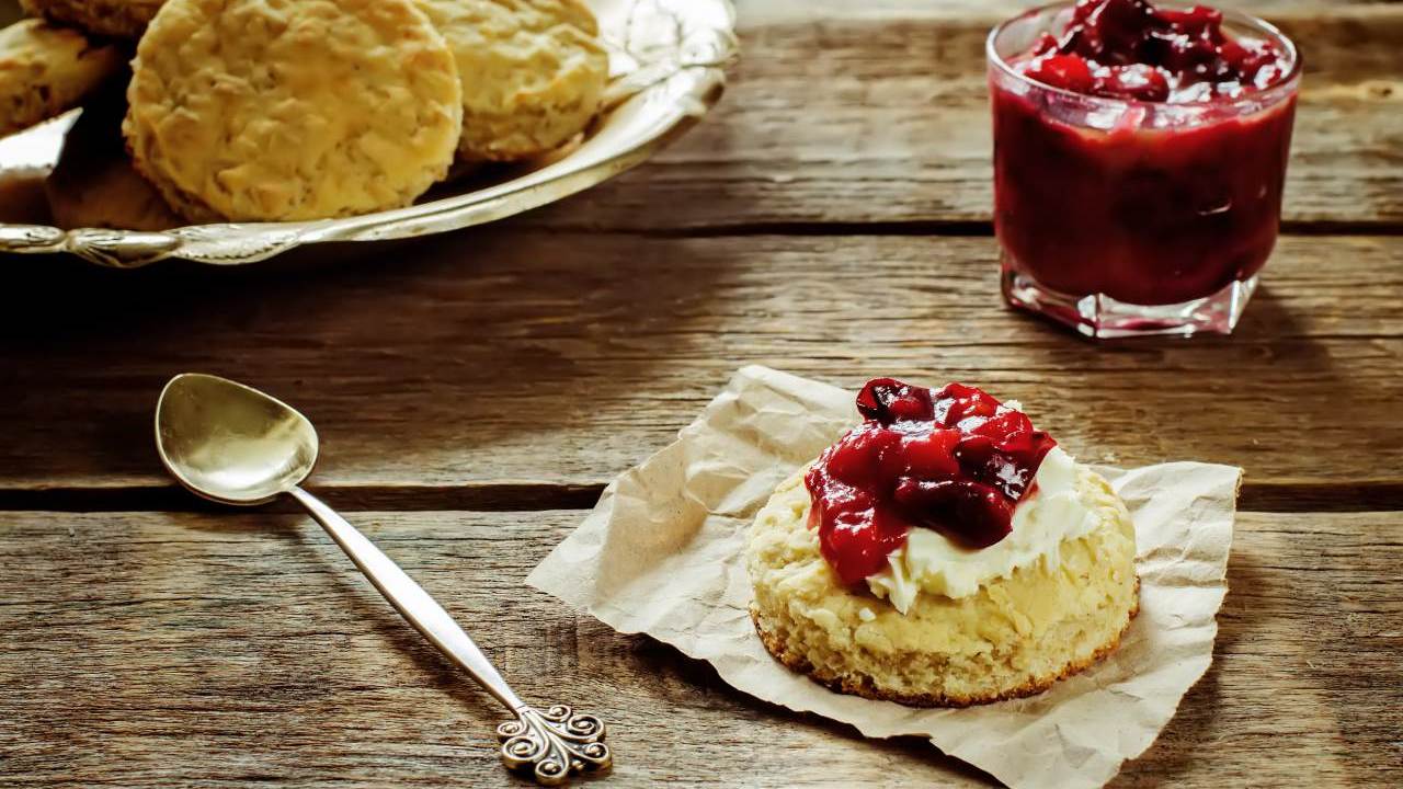 Wholemeal Raspberry & Oat Scones with Clotted Cream