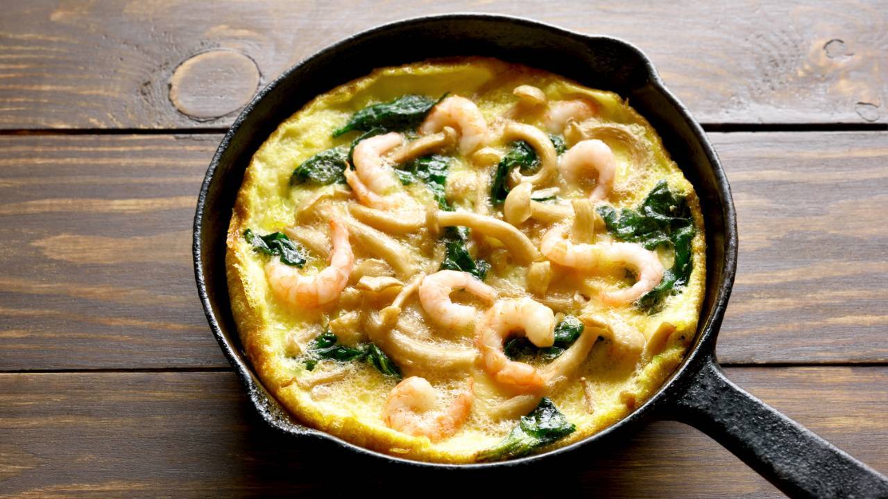 Chinese Shrimp and Garlic Scape Frittata