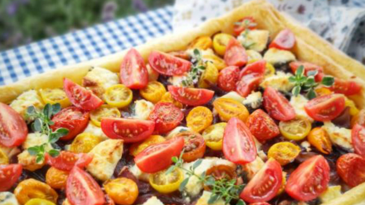 Goats Cheese, Tomato & Red Onion Tart