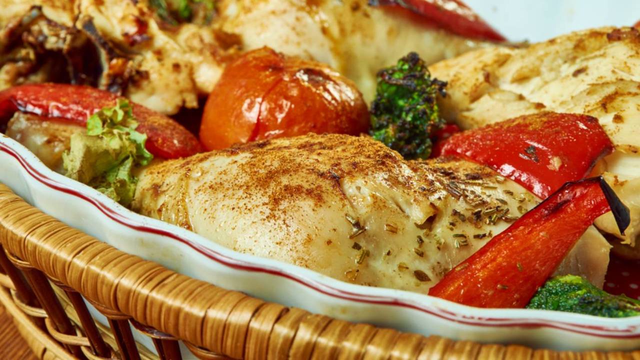 One Pan Chicken & Chorizo Tray Bake with Preserved Lemon & Potatoes