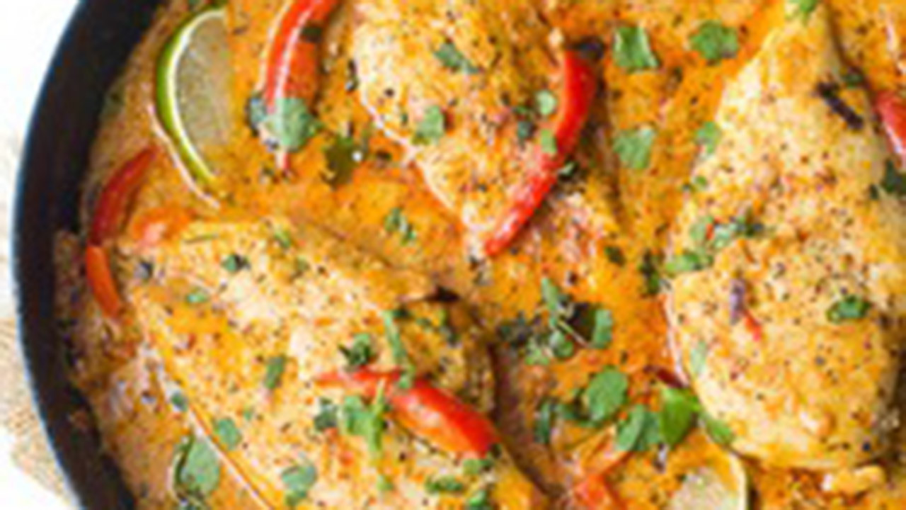 Chicken Satay In Coconut & Peanut Sauce with jasmine Rice