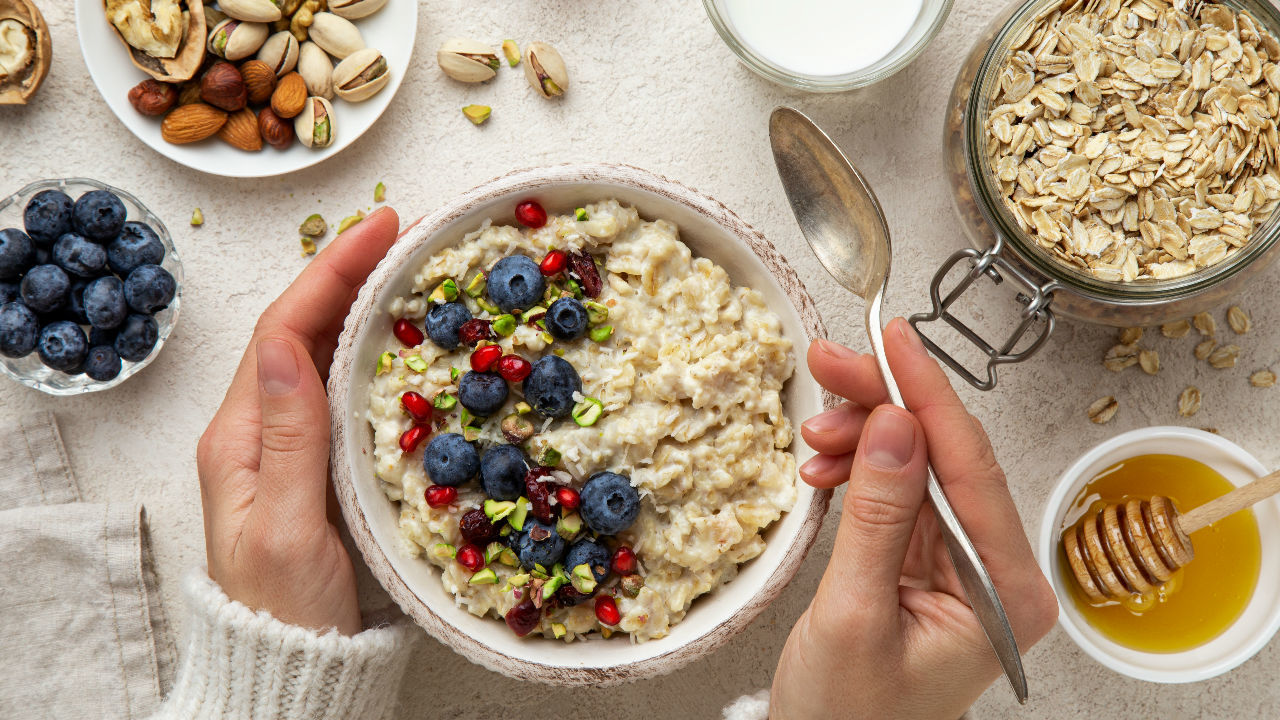 Creamy Maple Syrup Porridge with Fruit Kebabs