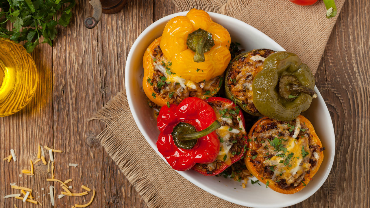 Red Peppers Stuffed with Lamb Mince