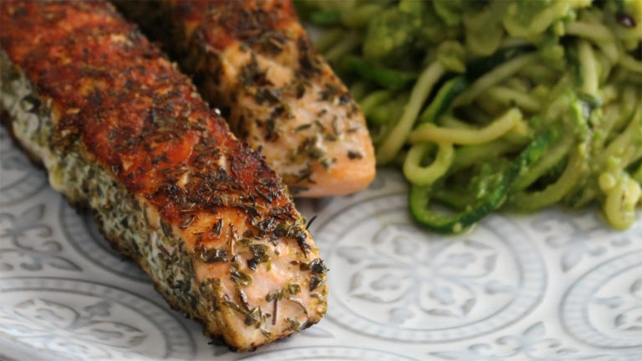 4 Minute Salmon with Zoodles 