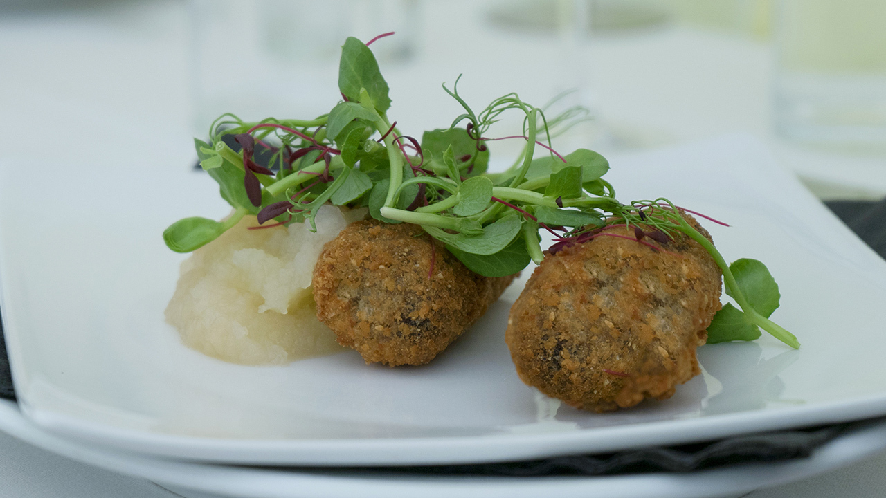 Ham & Black Pudding Croquettes with Creme Fraiche Dressing