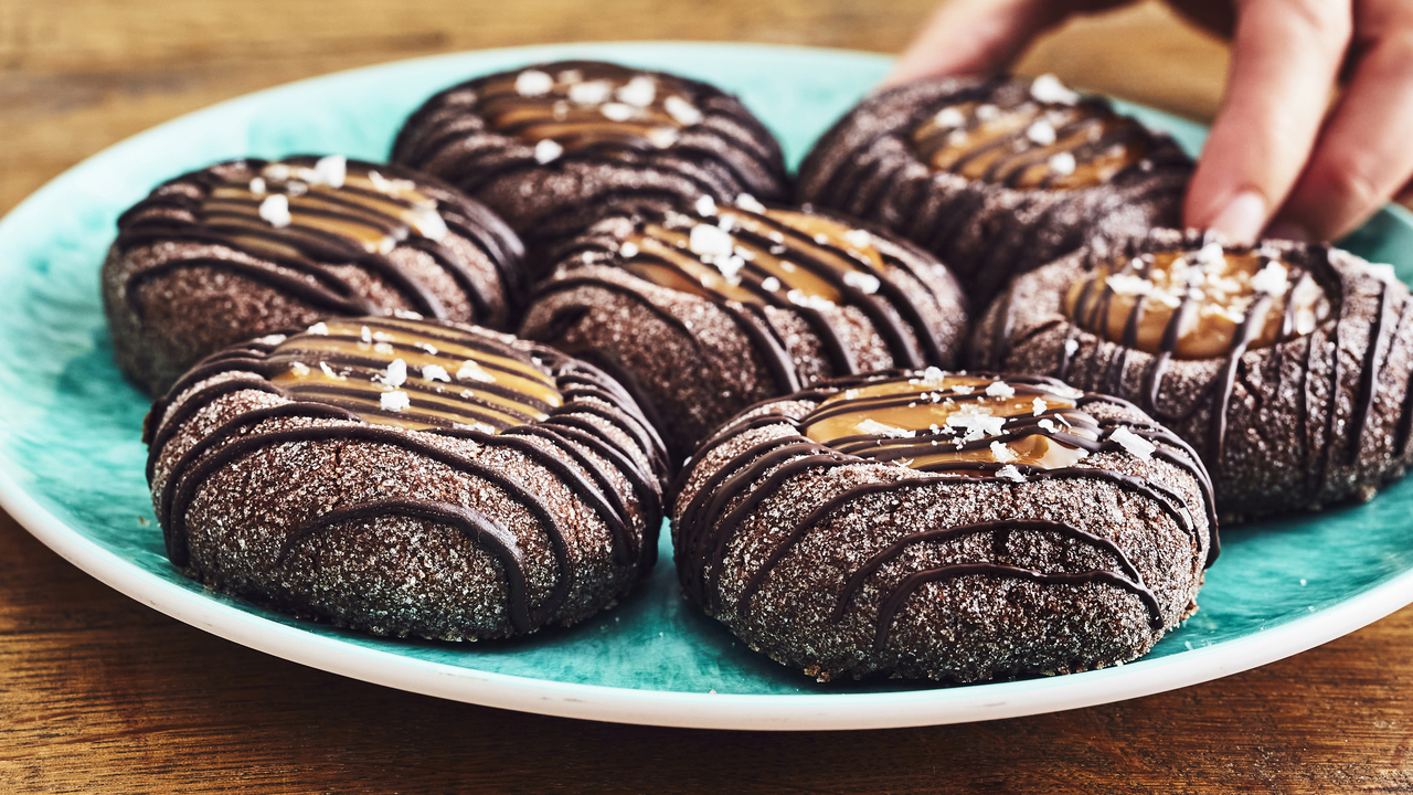 Chocolate and Caramel Thumbprint Biscuits