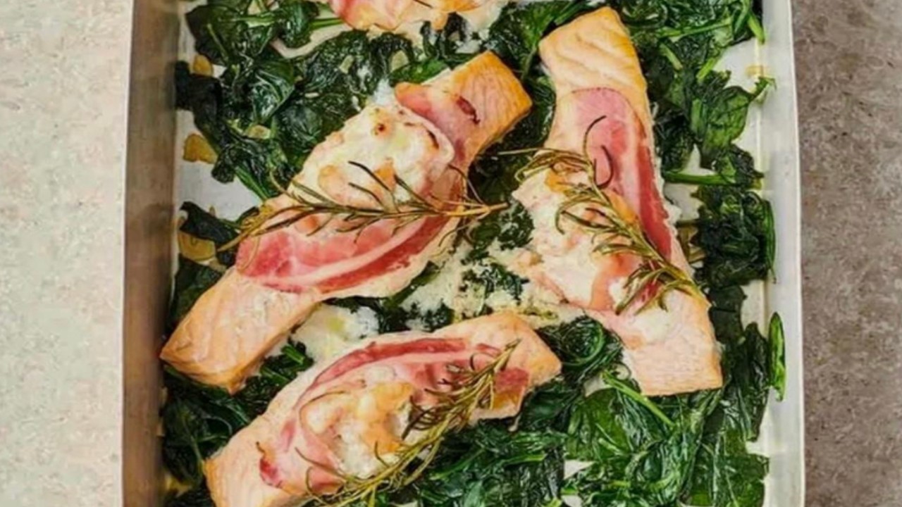 Langoustine Stuffed Salmon with Rosemary and Crispy Pancetta