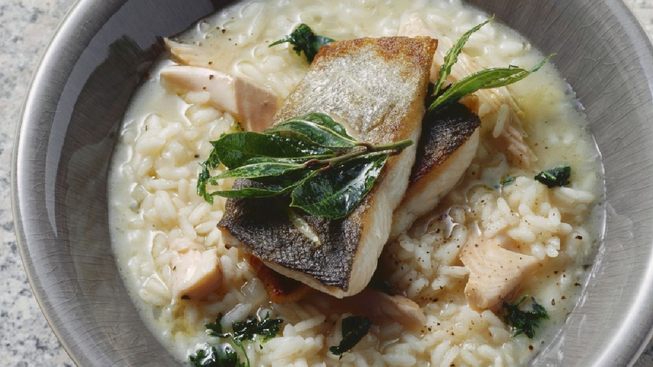 Spring Risotto with Wild Irish Trout & Chive Aioli