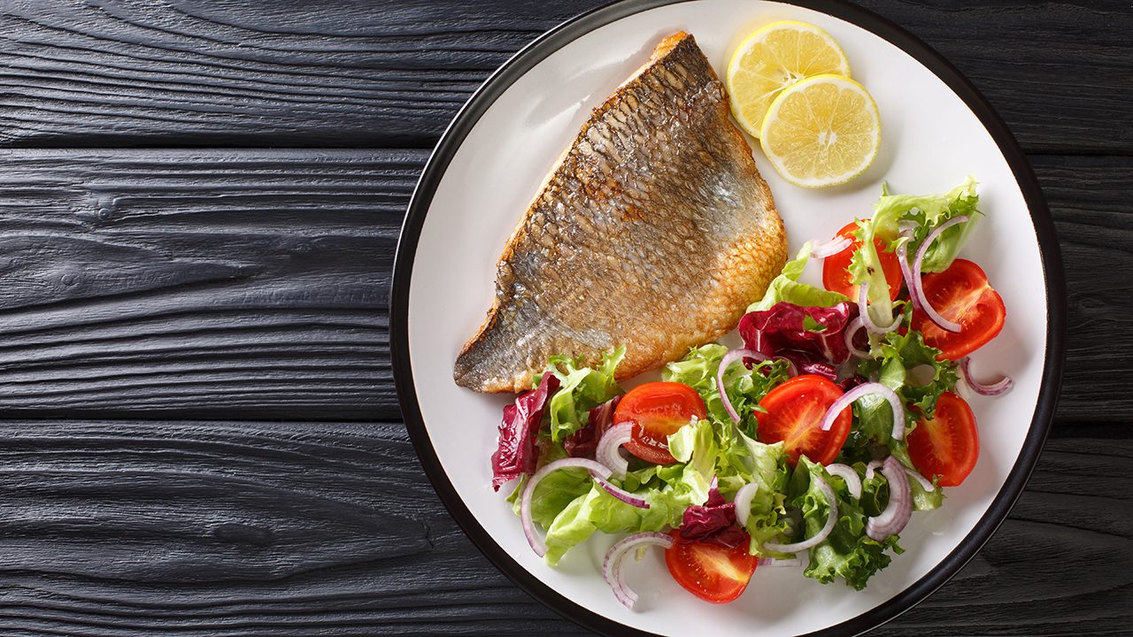 Sea Bream with Blood Orange, Potatoes, Fennel, & Rocket Salad