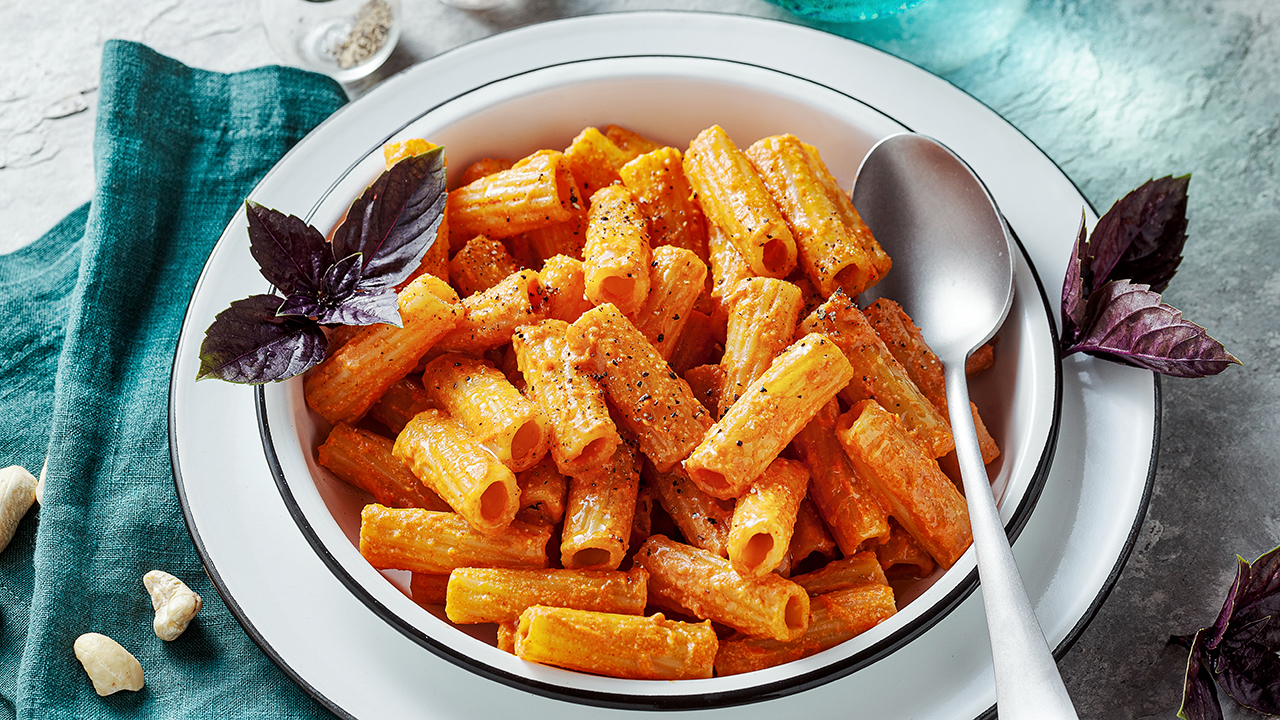 Spicy Red Pepper Pasta and Easy Canapes